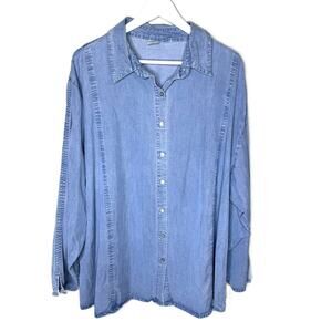 Junonia Women's Super-Soft Tencel Chambray Button-Up Blouse, size 3X